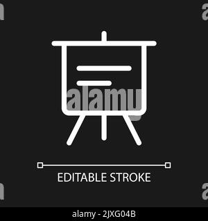 Portable presentation board pixel perfect white linear ui icon for dark theme Stock Vector