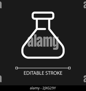 Erlenmeyer flask pixel perfect white linear ui icon for dark theme Stock Vector