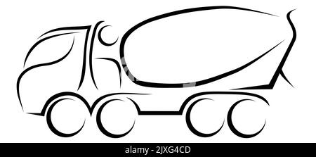 Dynamic vector illustration of a european mixer truck with four axles as a logo for a construction company Stock Photo