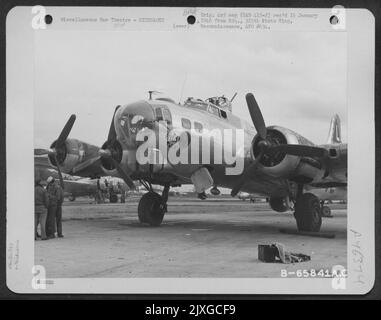 The Boeing B-17 'Flying Fortress' 'Pella Tulip' Of The 381St Bomb Group Stationed At An 8Th Air Force Base Near Ridgewell, Essex County, England, 15 October 1944. Stock Photo