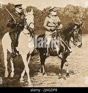 WWI - Lord French and General Sir Moore O'Creagh on horseback at the review in Hyde Park London,  of 10,000 men of the newly instituted National Volunteer Reserve. Stock Photo