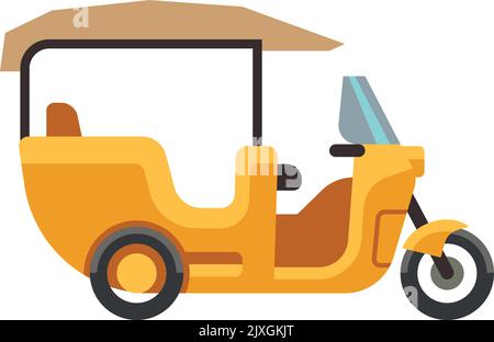 Electric cabin scooter icon. Rickshaw side view Stock Vector