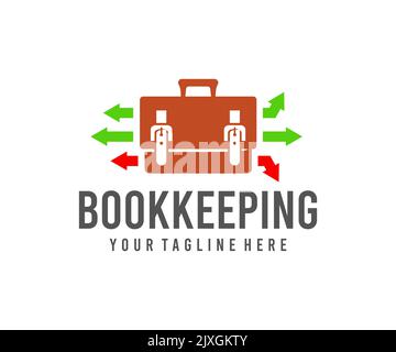 Bookkeeping, portfolio, briefcase and bag, logo design. Business, suitcase, accounting and finance, vector design and illustration Stock Vector