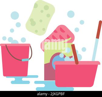 Washing icon. Plastic containers with soap foam bubbles Stock Vector