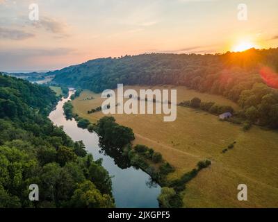 England- UK: Symonds Yat Rock, a famous view point overlooking the Wye Valley in the Forest of Dean Stock Photo