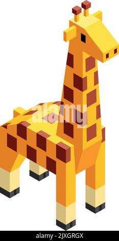 Geometric giraffe. Low poly animal. Isometric icon Stock Vector