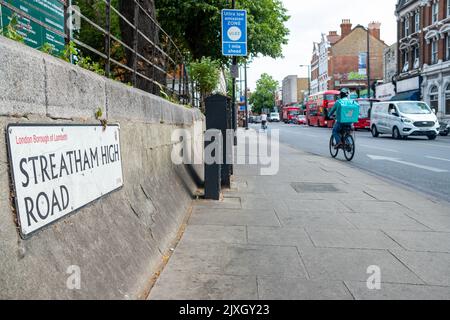 London- August 2022: Streatham High Road street sign in south west London Stock Photo