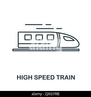 High Speed Train icon. Simple element from technology collection. Line High Speed Train icon for templates, infographics and banners Stock Vector