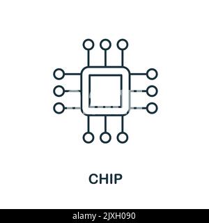 Chip icon. Simple element from technology collection. Line Chip icon for templates, infographics and banners Stock Vector