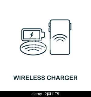 Wireless Charger icon. Simple element from technology collection. Line Wireless Charger icon for templates, infographics and banners Stock Vector