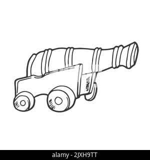 Old style cannon sketch in vector format. Isolated vector Stock Vector