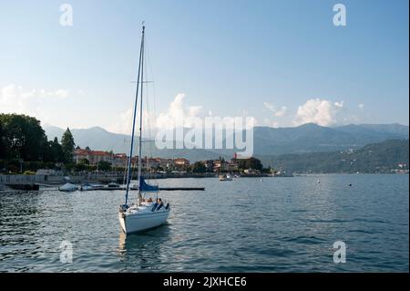 Cityscape with Lake Maggiore, Baveno, Piedmont, Italy, Europe Stock Photo