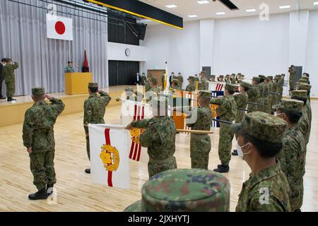 Tokyo, Japan. 07th Sep, 2022. Japan's Defense Minister Yasukazu Hamada inspects at headquarters of Ground Component Command, Camp Asaka in Tokyo, Japan on Wednesday, September 7, 2022. Photo by Keizo Mori/UPI Credit: UPI/Alamy Live News Stock Photo