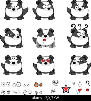 badger cartoon ball style set pack illustration in vector format Stock Vector