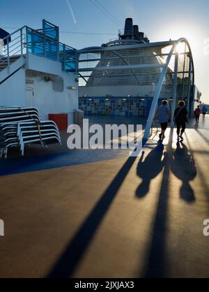 Running tracks are my secret weapon and favoured shooting venue when on board cruise liners. Not only do they help in the fight against lashings of ov Stock Photo