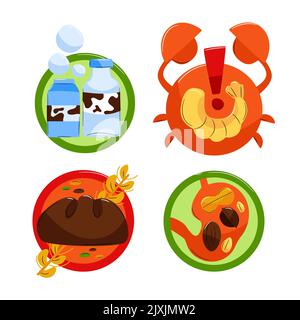 Flat design food allergy design Vector illustration. Stock Vector