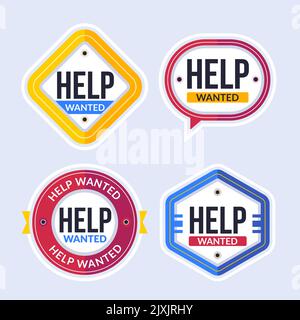 Flat design help wanted badges design Vector illustration. Stock Vector