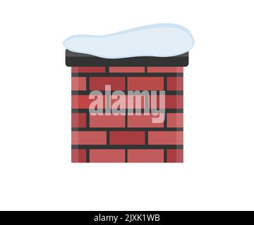 Chimney with snow logo design. Snow covered roof and chimney vector design and illustration. Stock Vector