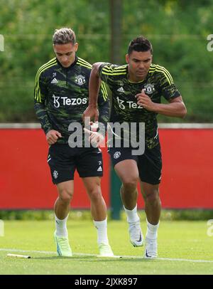 Manchester United's Casemiro during a training session at the Trafford ...