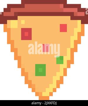 Slice of pizza pixel art. Cartoon fast food 8 bit Stock Vector Image ...