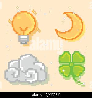 set of pixel art Stock Vector