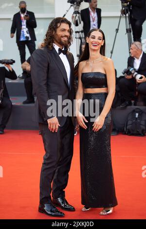 Can Yaman and Francesca Chillemi attends the 'Il Signore Delle Formiche' red carpet at the 79th Venice International Film Festival on September 06, 2022 in Venice, Italy. Â©Photo: Cinzia Camela. Stock Photo