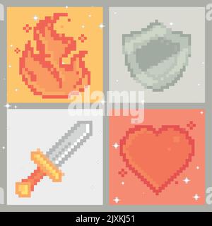 icons pixel art Stock Vector