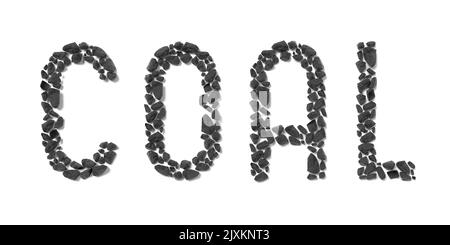 Coal lettering on white background - 3D illustration Stock Photo