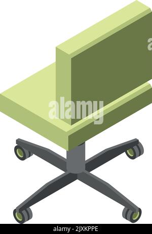Office chair isometric icon. Green work seat Stock Vector