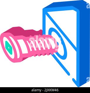 insert metal screw assembly furniture isometric icon vector illustration Stock Vector