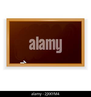 Realistic school blackboard isolated on white background. Cartoon school chalkboard in brown color. Vector illustration. Stock Vector