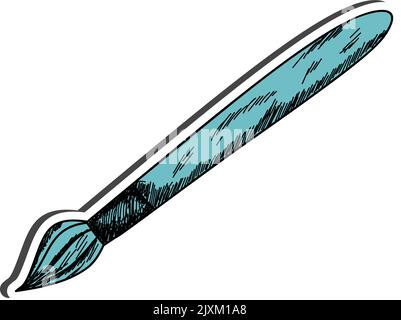 Paintbrush sticker with shadow on education theme. Back to school. Vector illustration. Stock Vector