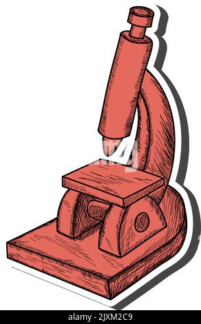 Microscope sticker with shadow on education theme. Back to school. Vector illustration. Stock Vector
