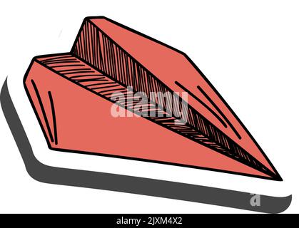 Paper plane sticker with shadow on education theme. Back to school. Vector illustration. Stock Vector