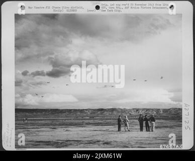 Douglas C47 tow planes and Waco CG4 gliders of the 52nd Troop Carrier