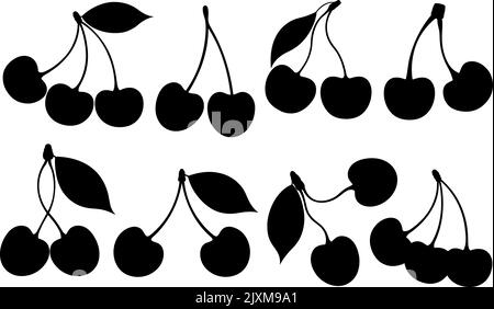 Collection of different cherries isolated on white Stock Vector