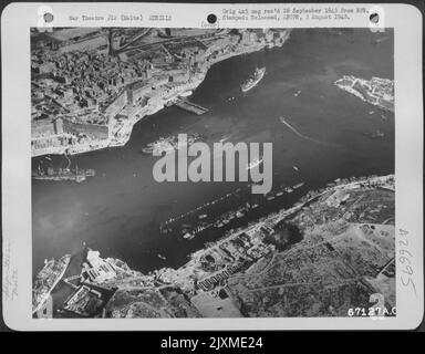 Aerial view of the Italian Fleet which surrendered at Manoel Island and ...