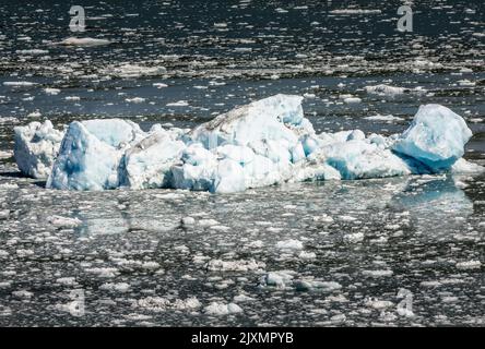 Glacier blue Ice icebergs in the Russel Fjors originated from the Hubbard Glacier, Alaska Stock Photo
