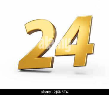 Isolated Golden Number 24 Frame Neon Stock Illustration 1205796625