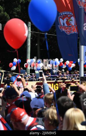 The Sydney Roosters co-captains Jake Friend and Boyd Cordner carry the ...