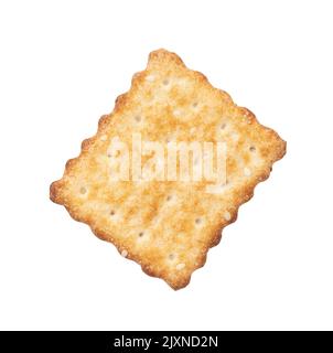 Square thin cookie, biscuit with sesame on surface isolated on white Stock Photo