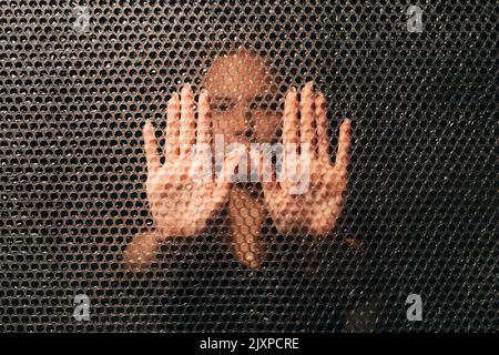 stop violence woman protection textured portrait Stock Photo