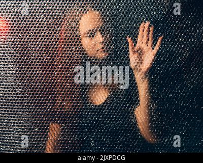 plastic reuse textured tender woman bubble wrap Stock Photo