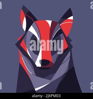 Wolf portrait colorful vector illustration, poster, print Stock Vector