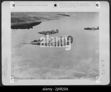 B-24 Liberators Drop Bombs On Oil Storage Tanks Near Giurgiu Stock ...