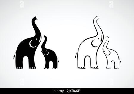 Vector of elephants design on white background, Wild Animals, Easy editable layered vector illustration. Stock Vector