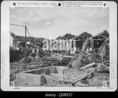 Bomb Damage To Marshalling Yards At Miramas, France. Stock Photo