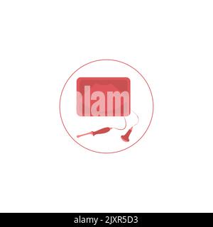 Gynecology clinic ultrasound diagnosis. Medical research sign. Ultrasound machine logo. Vector illustration Stock Vector