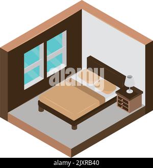 isometric bedroom house Stock Vector