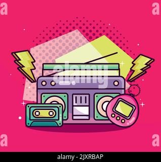 90s modern devices Stock Vector